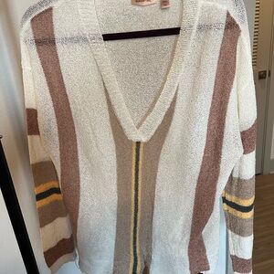 Stylish V-Neck Sweater with Stripes